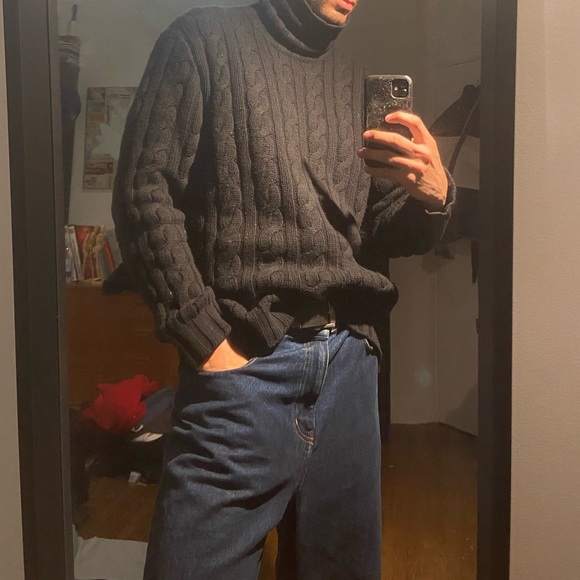 100% cashmere black knit turtleneck neck - Picture 5 of 6